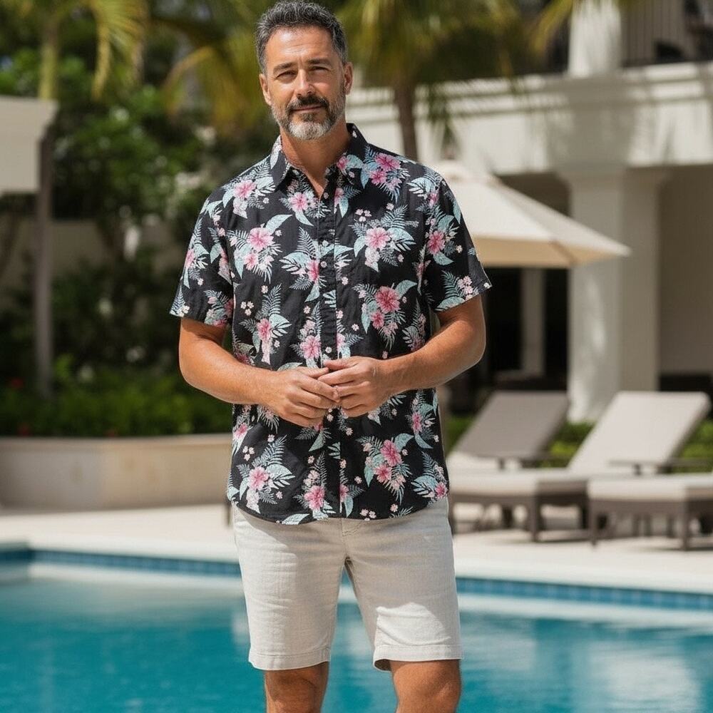 Mens Button Down Size 3XL Hawaiian Vacation Casual Beach Paradise Tropical
